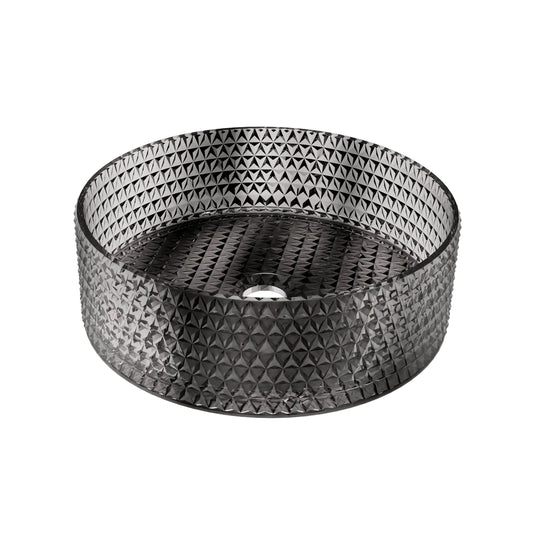 Lavabo Sobre Encimera Fossil Natura Queen 36 cm - Cristal Negro Transparente