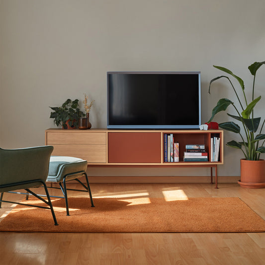 Mueble TV Yoko Teulat - Frente diseño roble y teja