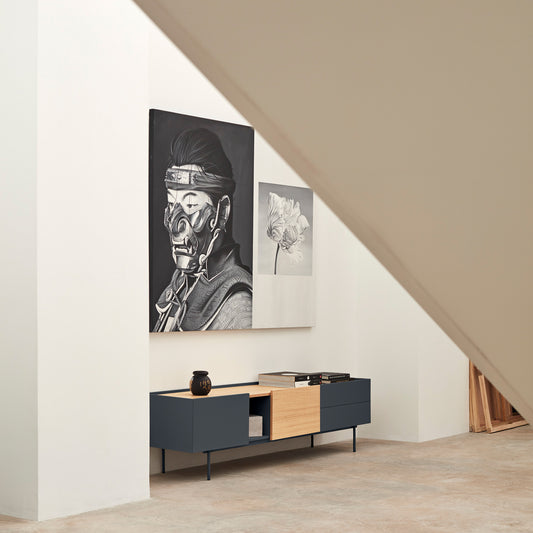 Mueble TV Otto gris antracita roble - Compacto 2 puertas