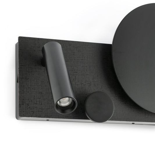 Aplique de Cabecero Faro Klee Negro LED 10W con Lector Orientable 3W - Detalle