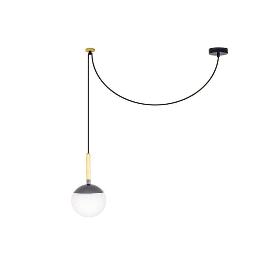 Lámpara Colgante Faro MINE Madera de Haya y Vidrio Opal Diseño Nahtrang