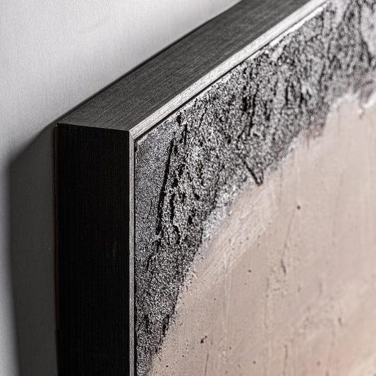 Cuadro Enzo Artesanal 141x141 cm | Lienzo Marrón Negro Contemporáneo