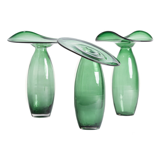 Jarrón Akari Vical Vidrio Verde Translúcido | Decorativo Escultural 42x54cm