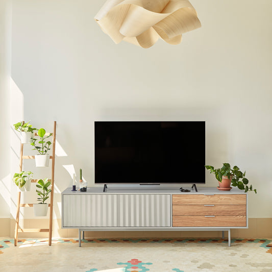 Mueble TV Sierra gris claro roble - Clásico 2 puertas dormitorio