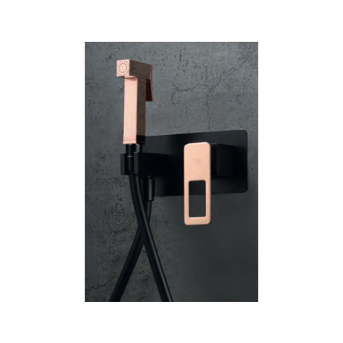 Monomando Empotrado Bidé Suecia IMEX Negro + Oro Rosa