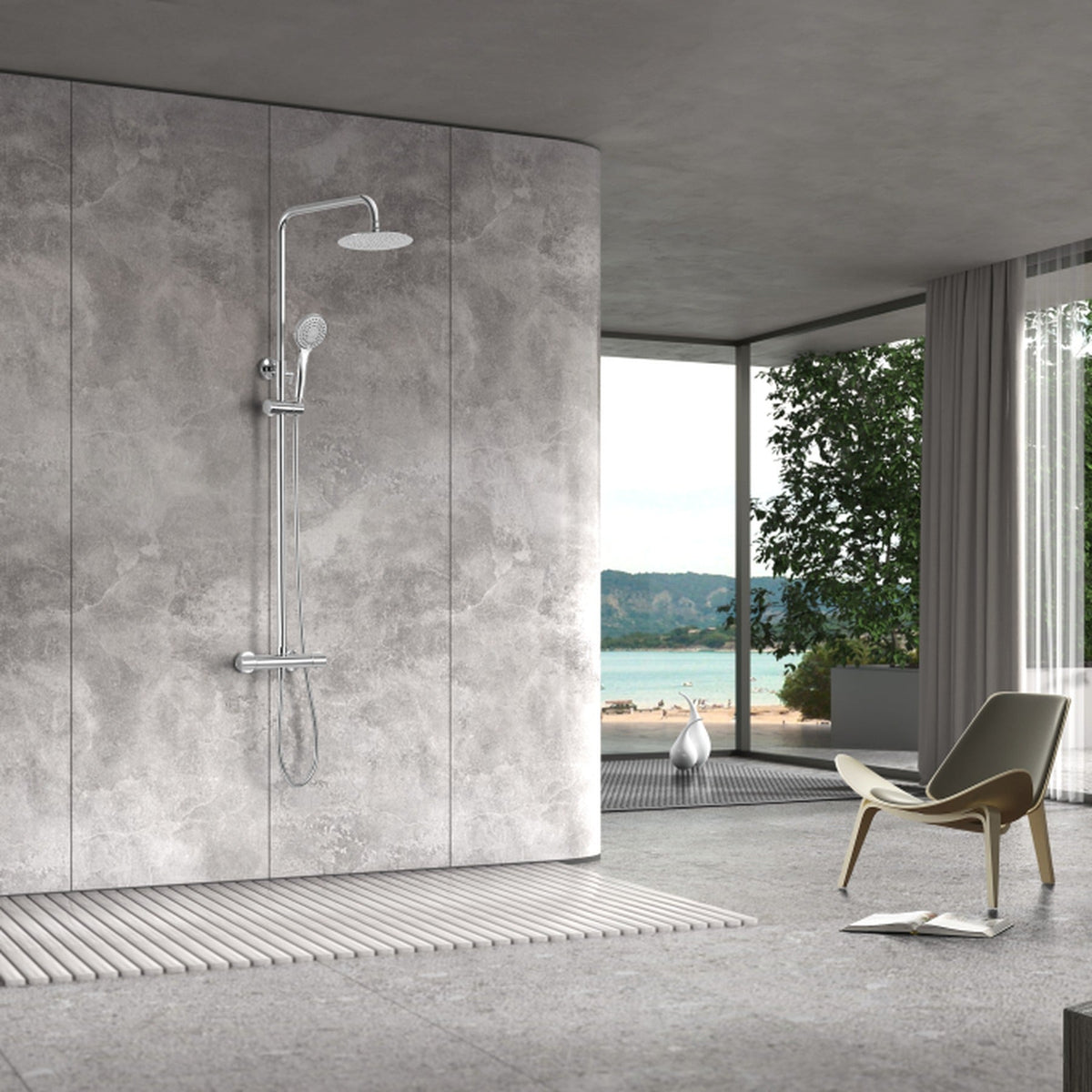 Conjunto de Ducha Termostático Eco-kent IMEX instalado en un baño
