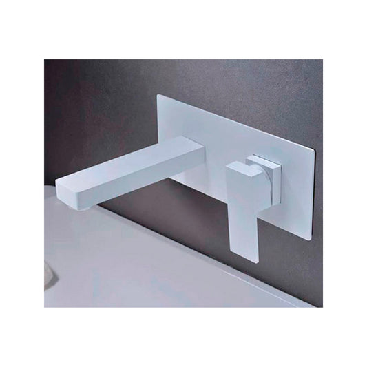 Monomando Empotrado de Lavabo Suiza en Blanco Mate instalado a pared