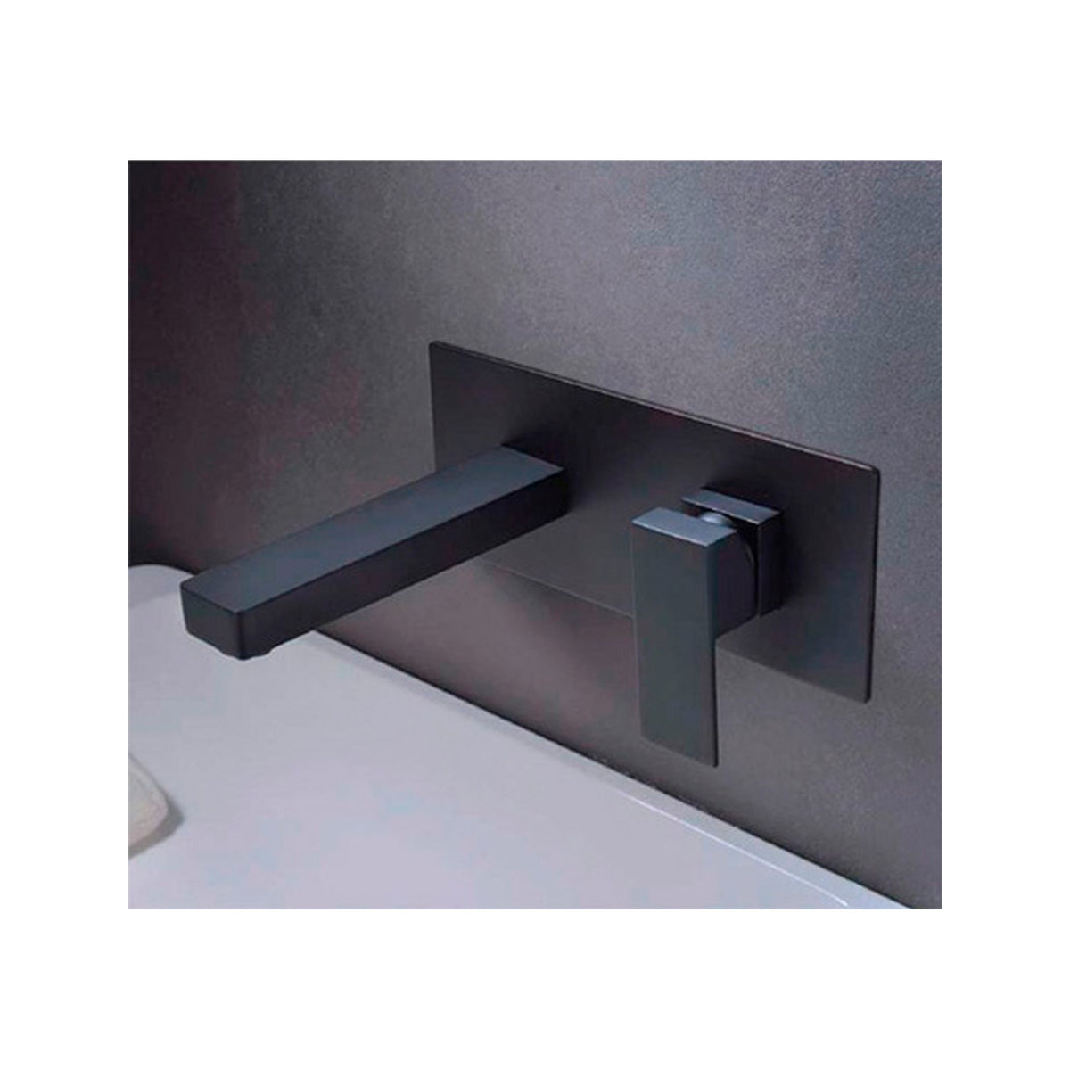 Monomando Empotrado de Lavabo Suiza en Negro Mate instalado a pared