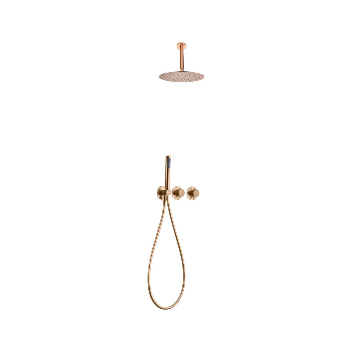 Conjunto de Ducha Termostático Empotrado Breda IMEX Oro Rosa Cepillado