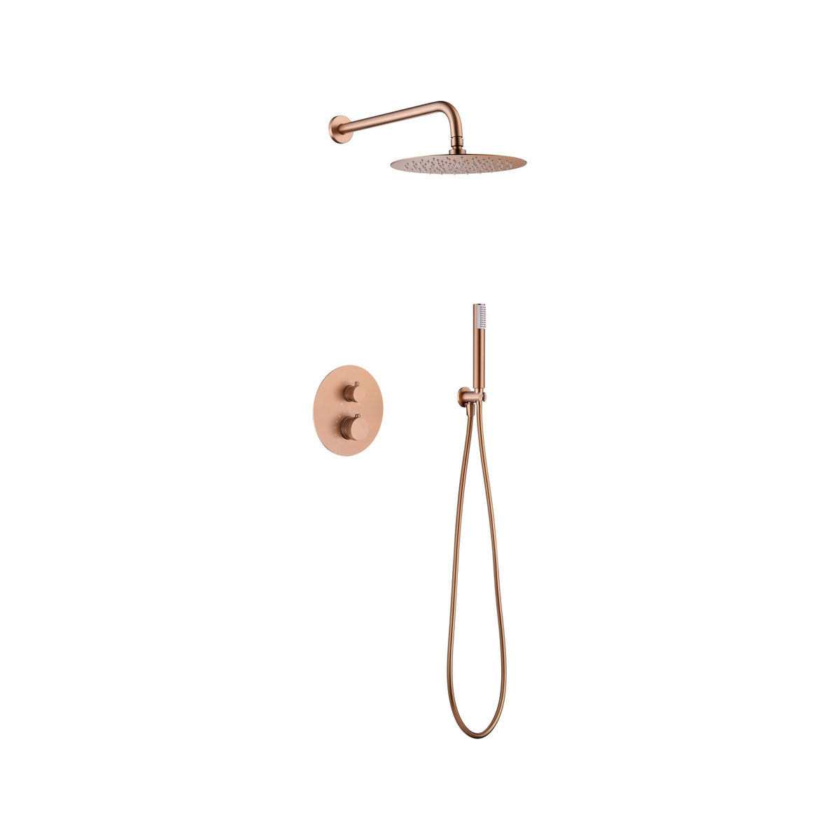 Conjunto de Ducha Termostático Empotrado Line IMEX Oro Rosa Cepillado