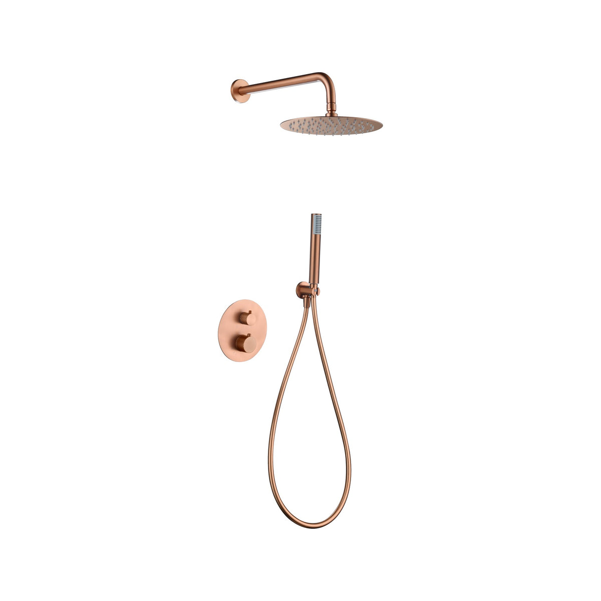 Conjunto de Ducha Termostático Empotrado Génova IMEX Oro Rosa Cepillado
