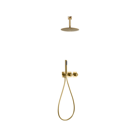 Conjunto de Ducha Termostático Empotrado Nepal IMEX Oro Cepillado