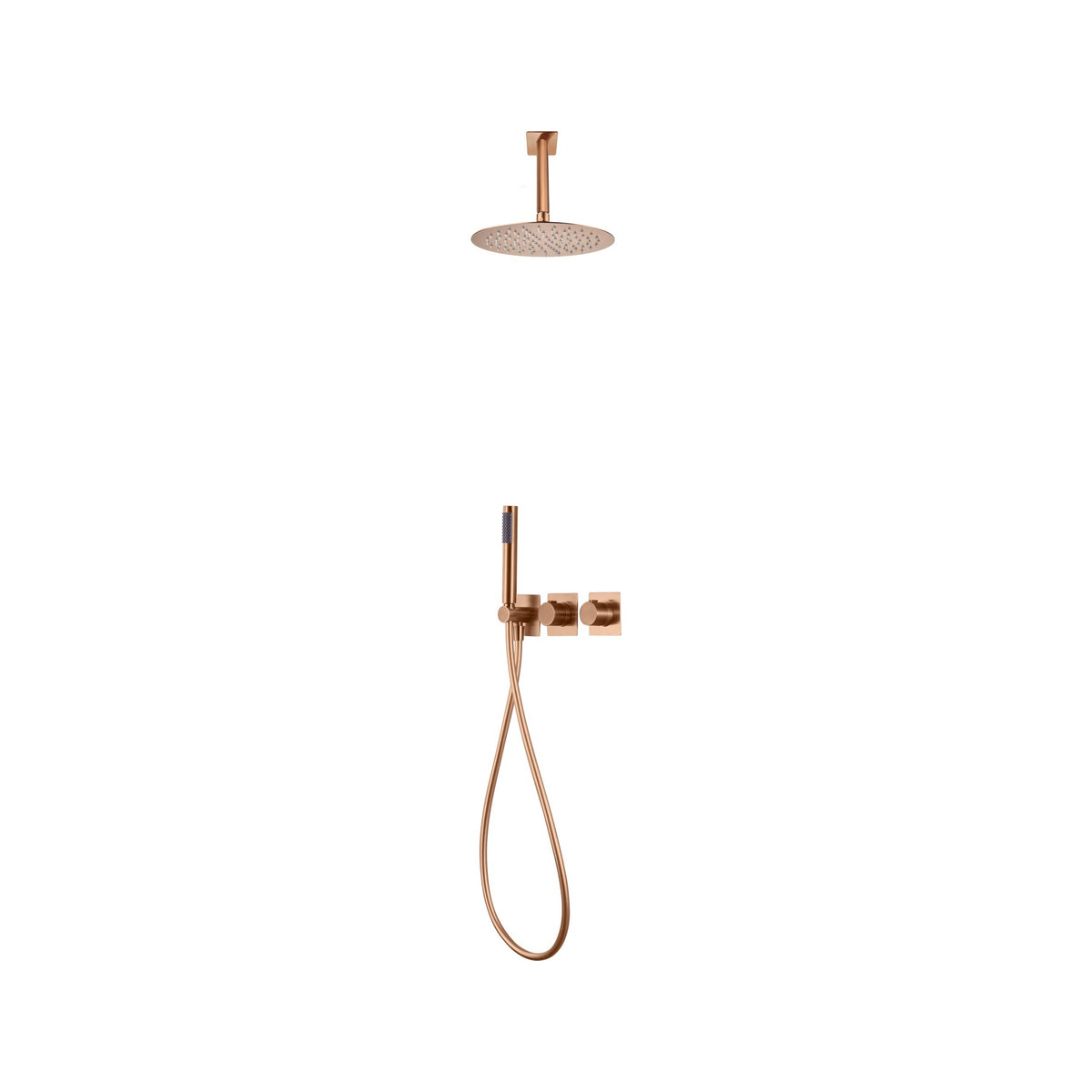 Conjunto de Ducha Termostático Empotrado Nepal IMEX Oro Rosa Cepillado