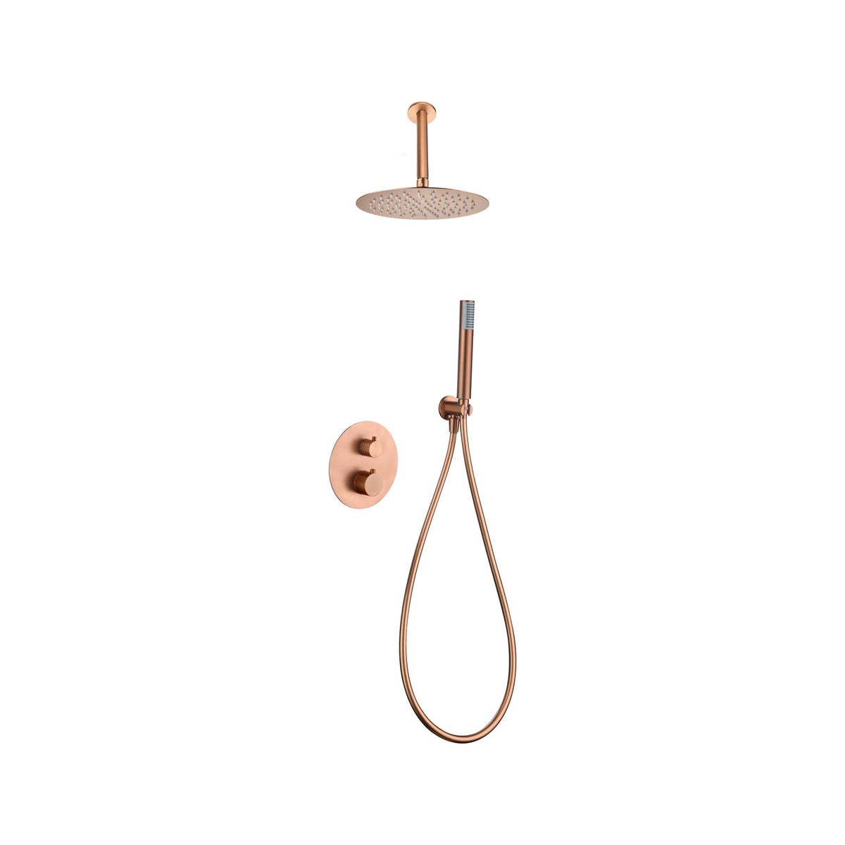 Conjunto de Ducha Termostático Empotrado Piamonte IMEX Oro Rosa Cepillado