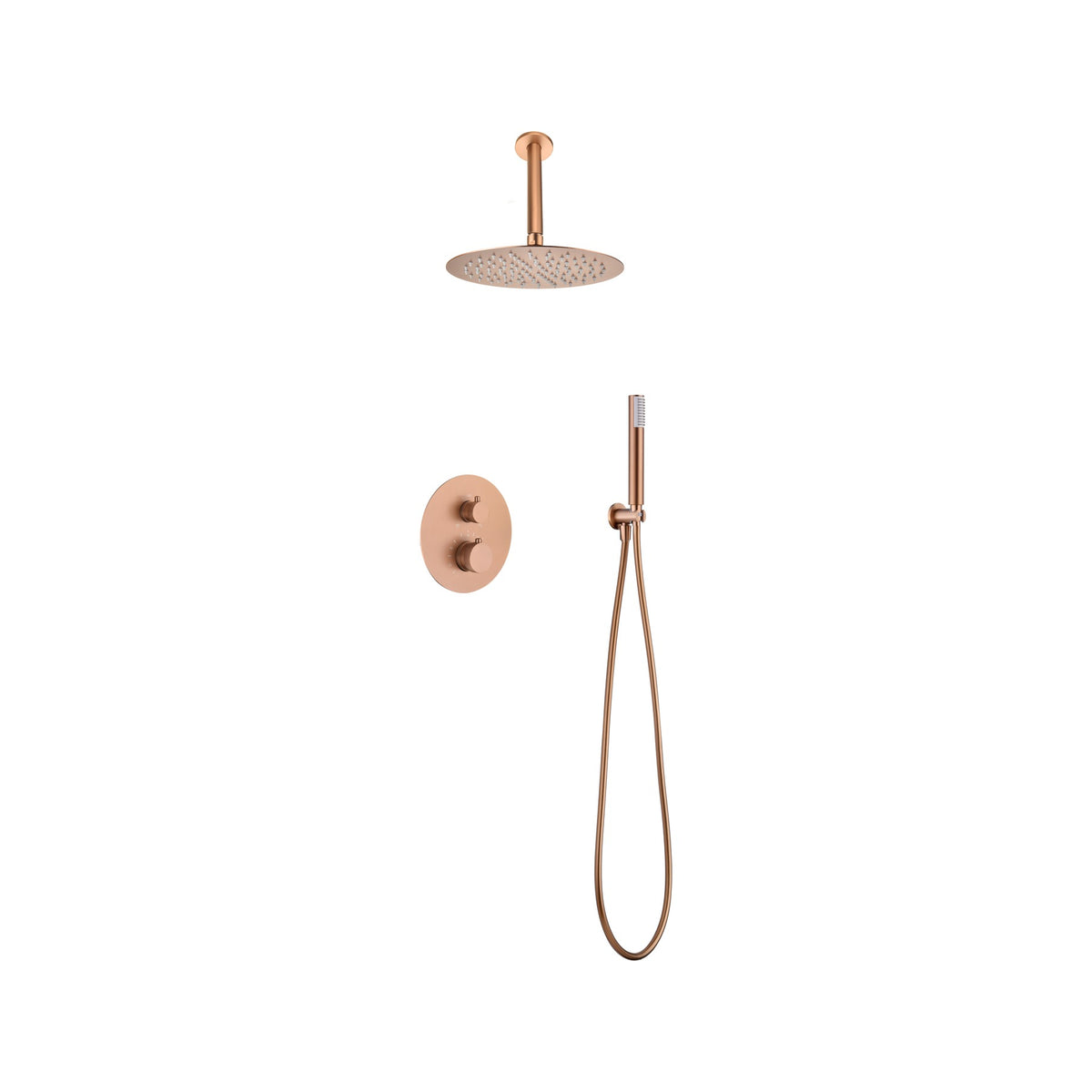 Conjunto de Ducha Termostático Empotrado Top IMEX Oro Rosa Cepillado