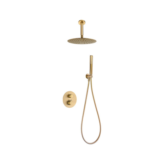 Conjunto de Ducha Termostático Empotrado Salerno IMEX Oro Cepillado