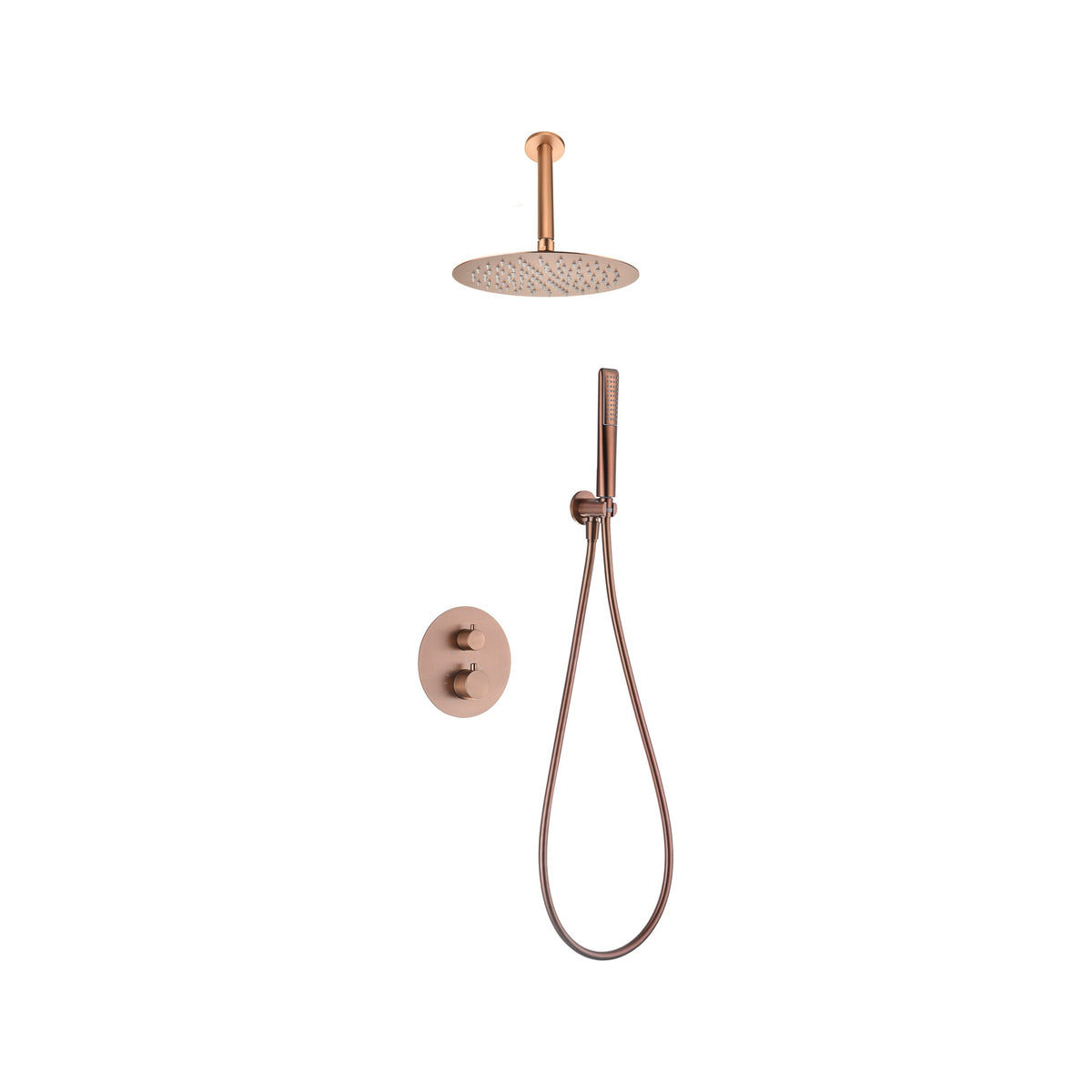 Conjunto de Ducha Termostático Empotrado Salerno IMEX Oro Rosa Cepillado
