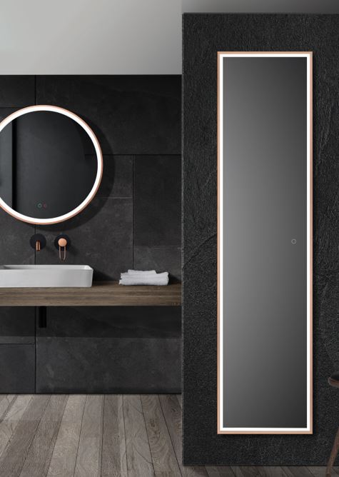 Espejo New york Ledimex instalado sobre lavabo en baño moderno