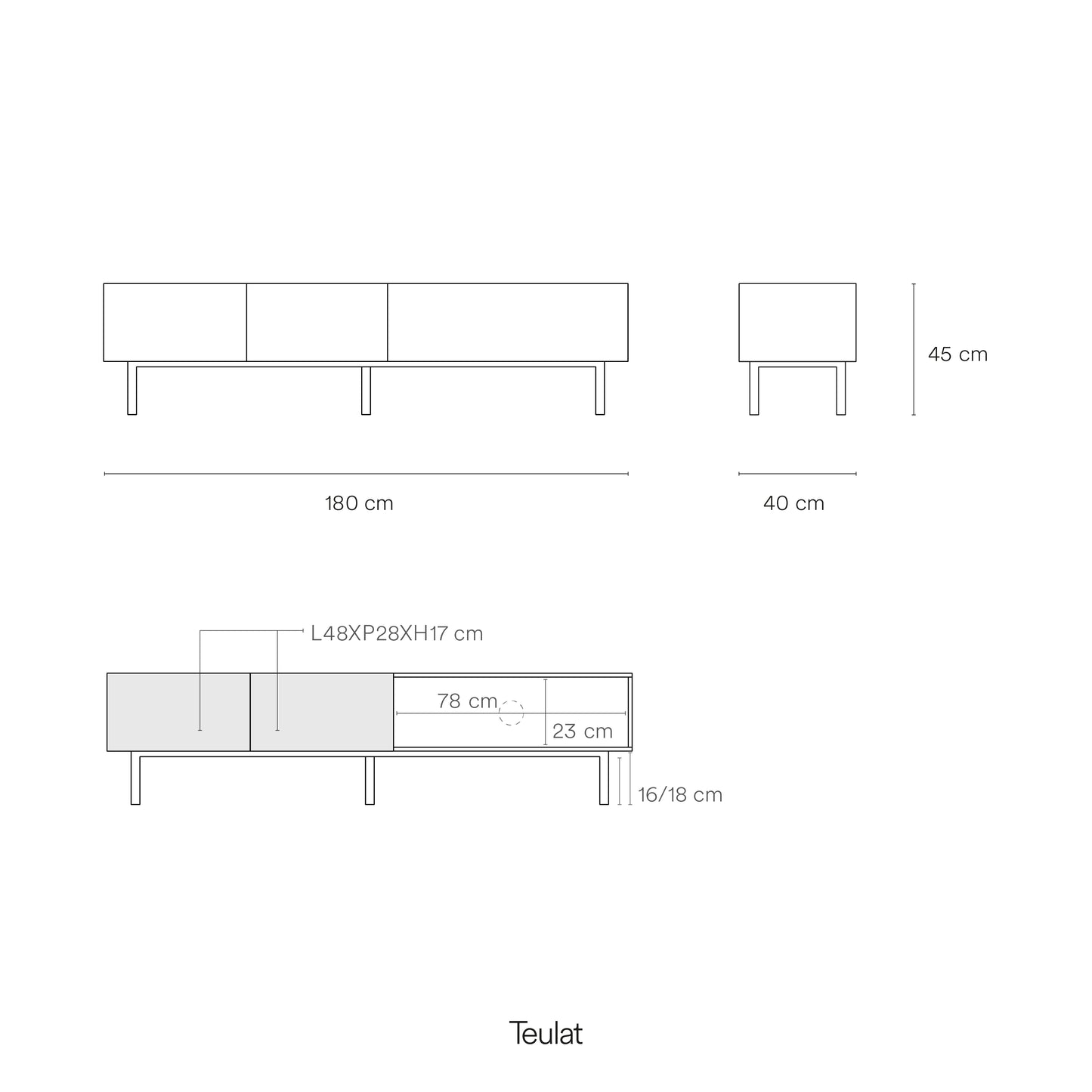 Mueble TV Arista catálogo técnico - Especificaciones blanco