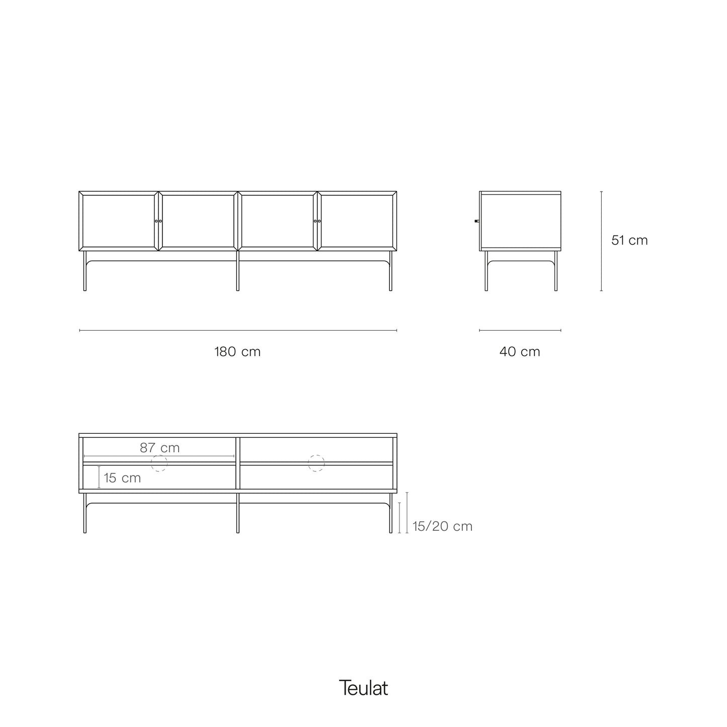 Mueble TV Blur salón grande - Roble macizo Teulat