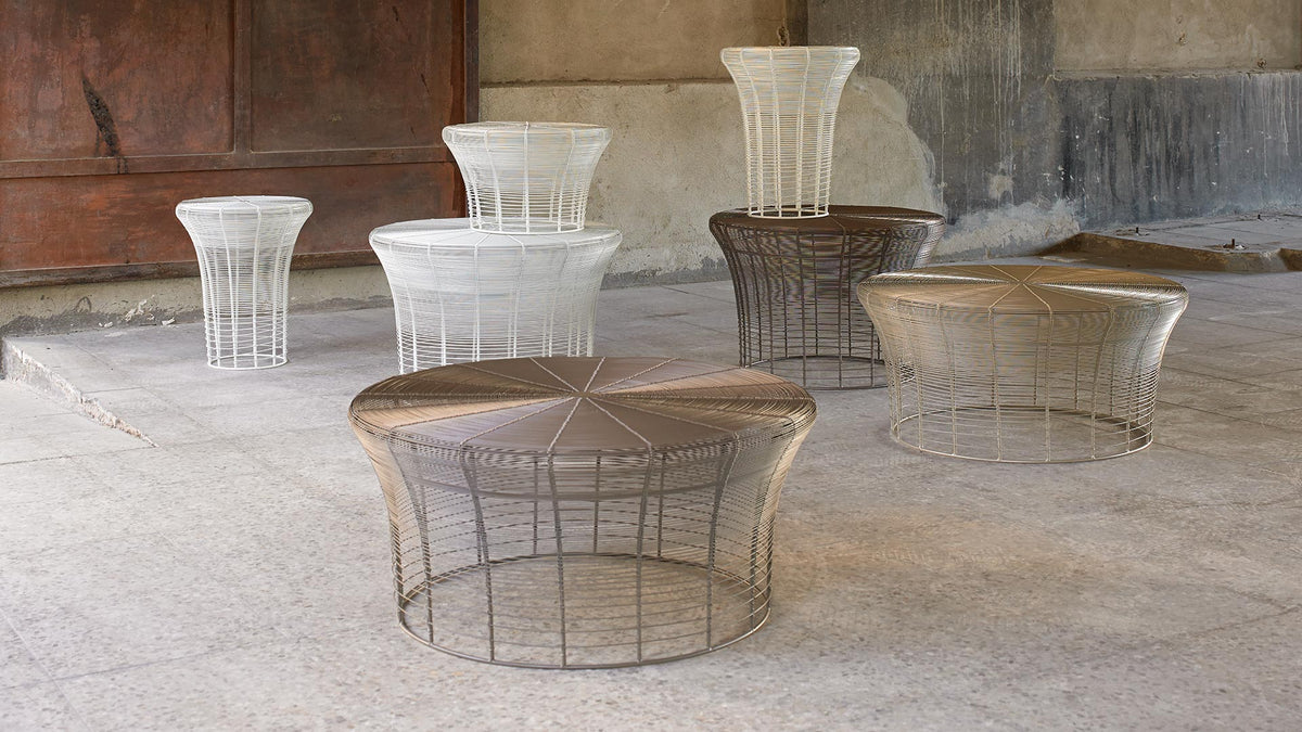 Taburete Alto de Exterior GANDIA BLASCO ARAM Ø36 cm Diseño Nendo