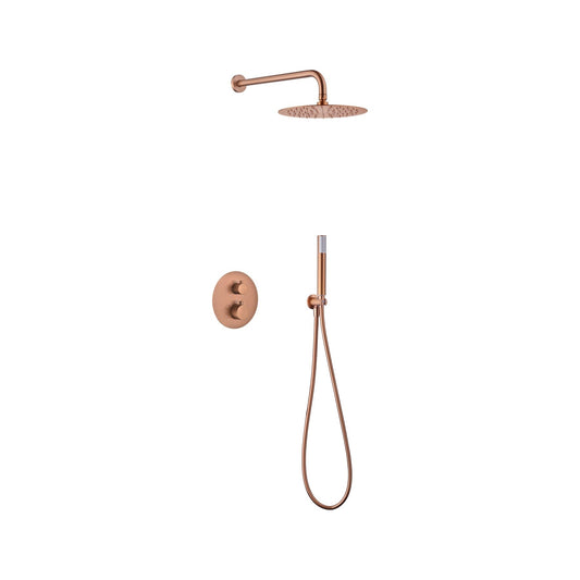 Conjunto Ducha Termostático Empotrado IMEX Monza Oro Rosa Cepillado GTM039/ORC