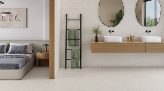 Ambiente KTL Aruba White 60x120 y 120x120 cm, porcelánico esmaltado efecto piedra mate rectificado