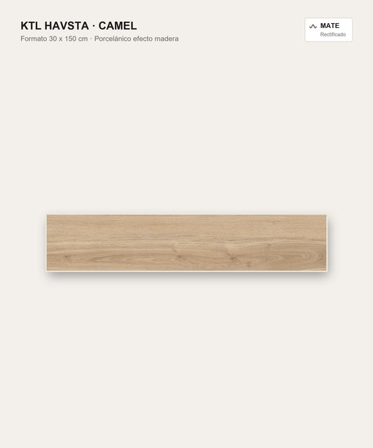 KTL Havsta Camel 30x150 cm porcelánico esmaltado efecto madera mate