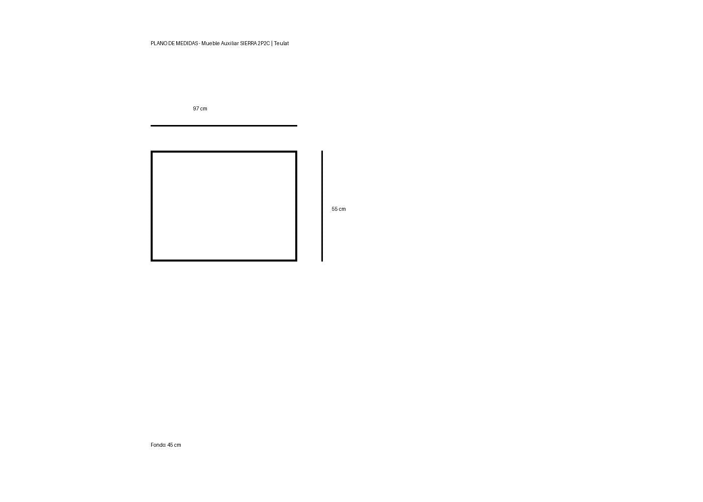 Plano de medidas Mueble Auxiliar SIERRA 2P2C | Teulat
