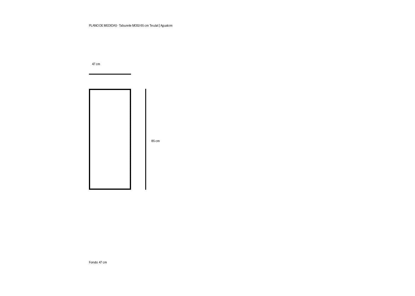 Plano de medidas Taburete MOGI 65 cm Teulat | Aguskim