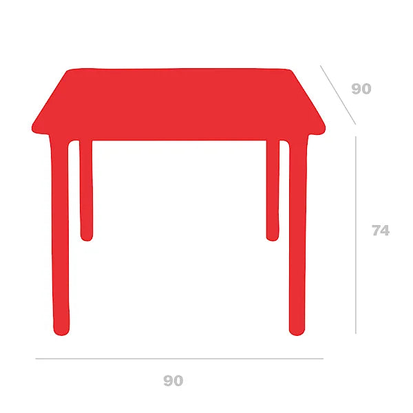 Dibujo técnico con medidas Mesa Noa 90x90 RESOL