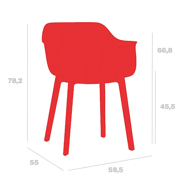 Dibujo técnico con medidas Silla Shape patas Click RESOL