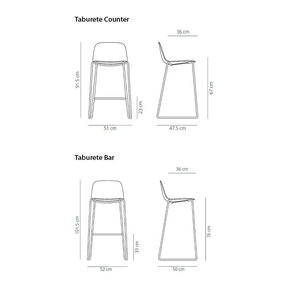 Taburete Maarten Plastic Altura counter – Base patín de Viccarbe