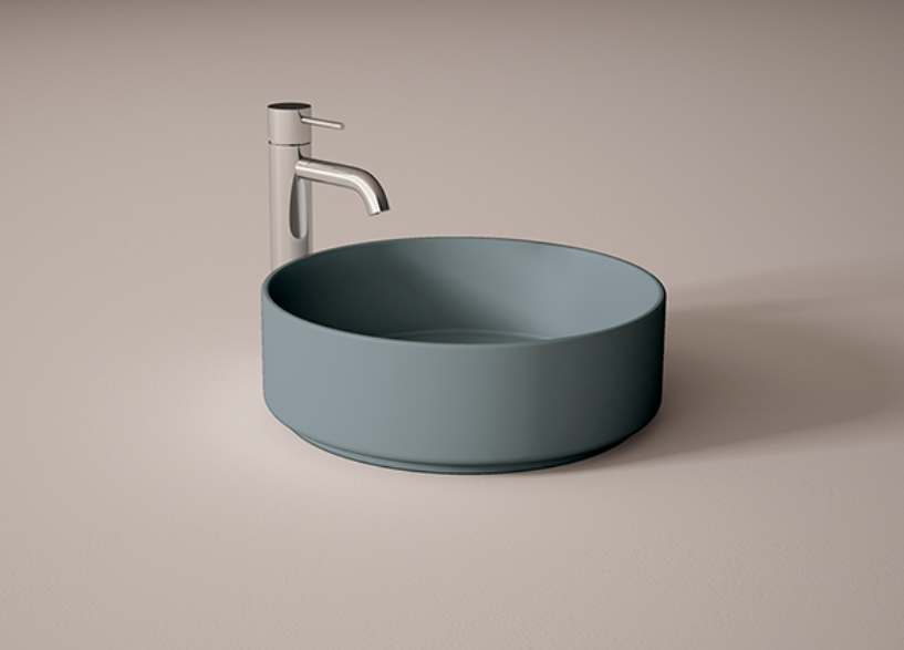 Lavabo Ceramico Sobreencimera Visobath Colors 37 cm en Acabado Oficial Avio Mate