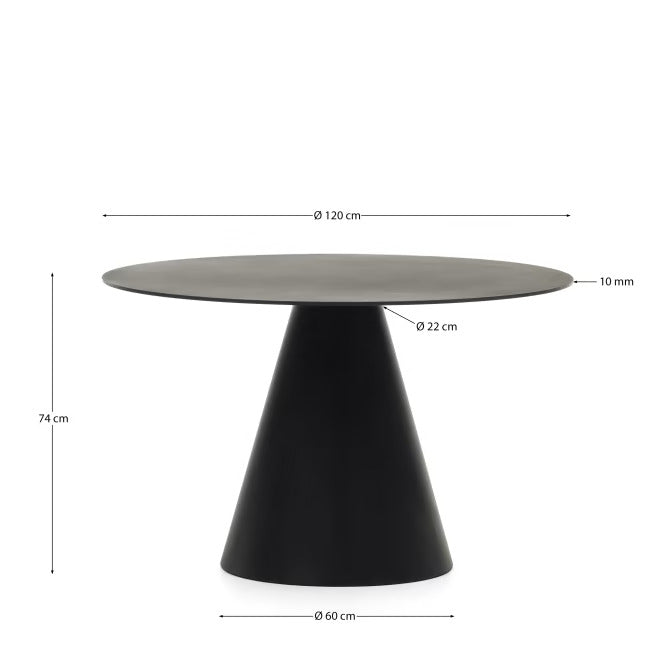 Mesa Redonda comedor Wilshire de cristal templado y metal. Ø 120 cm