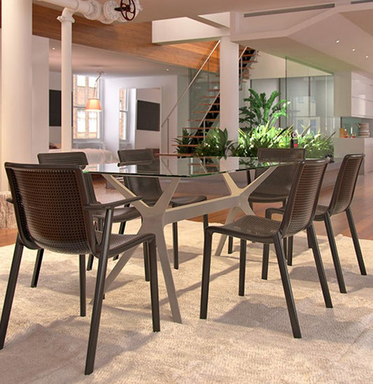 Mesa Vela L Resol Cristal Rectangular | 180x90cm Cristal Templado Contemporáneo