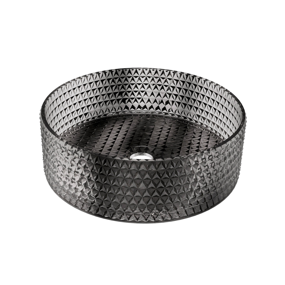 Lavabo Sobre Encimera Fossil Natura Queen 36 cm - Cristal Negro Transparente
