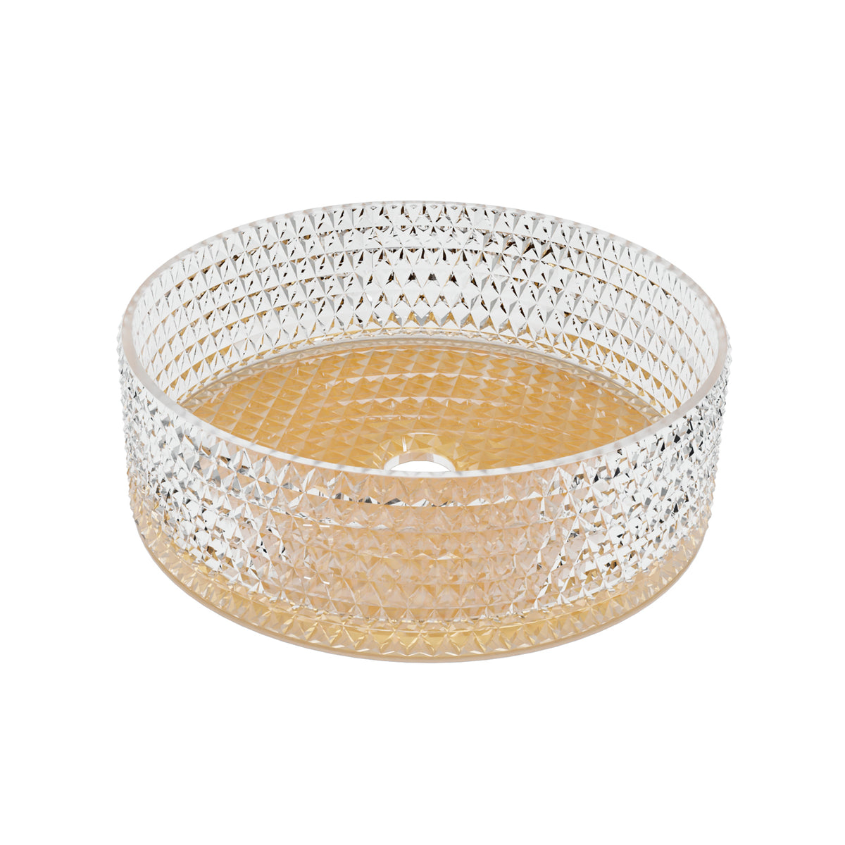 Lavabo Sobre Encimera Fossil Natura Queen 36 cm - Cristal Dorado Transparente