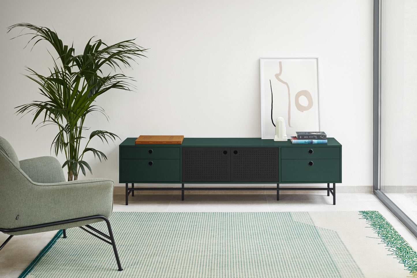 Mueble TV PUNTO 2P4C | Teulat - Negro/Verde oscuro (extra 1)