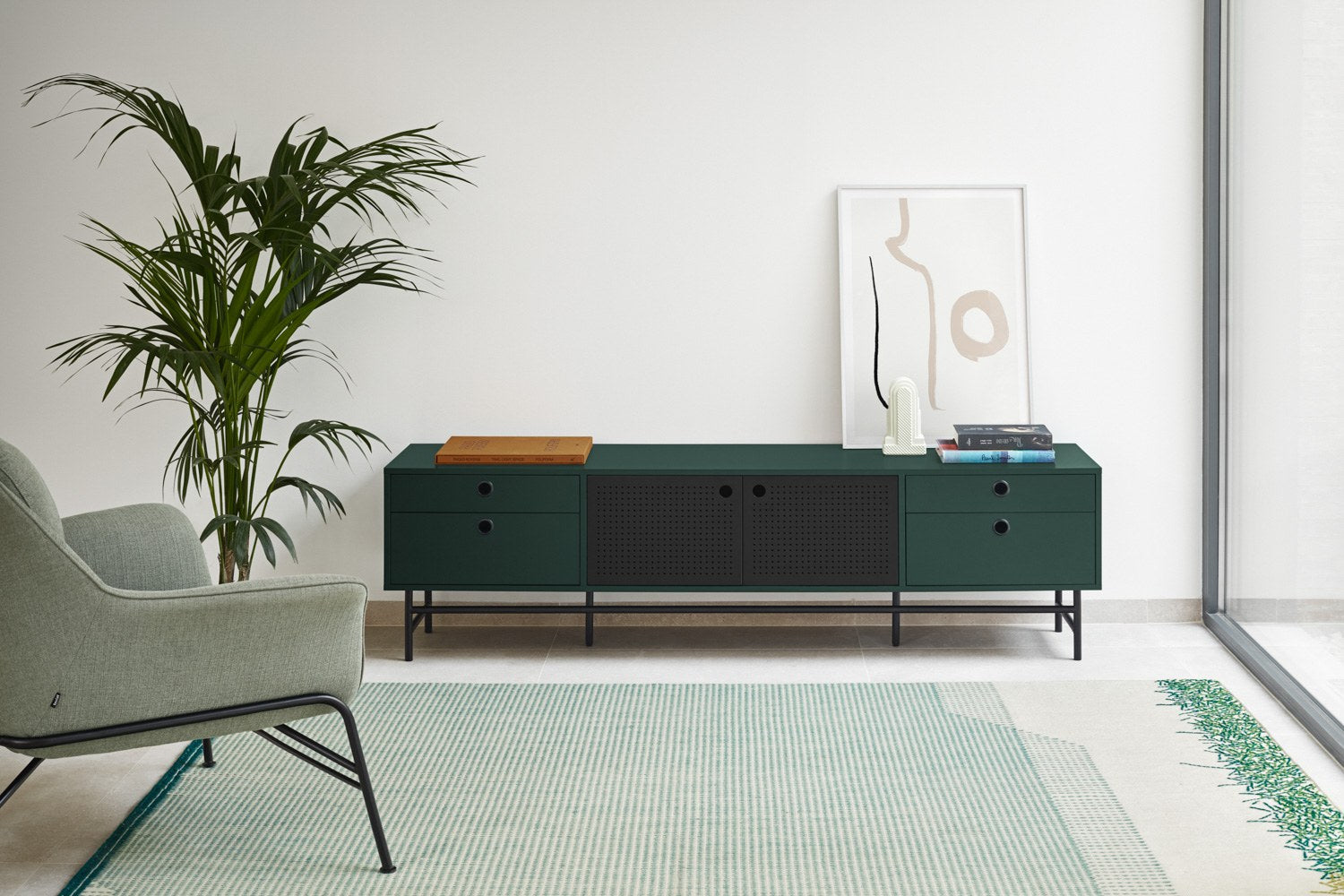 Mueble TV PUNTO 2P4C | Teulat - Negro/Verde oscuro (extra 1)