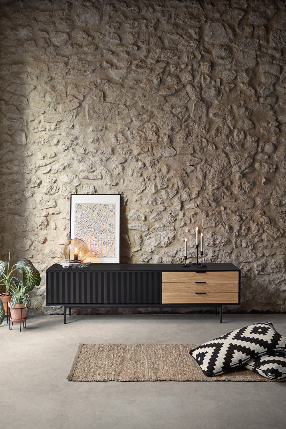 Mueble TV SIERRA 2P3C | Teulat - Negro (extra 2)