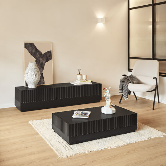 Mueble TV Doric negro antracita - Frente 4 puertas premium