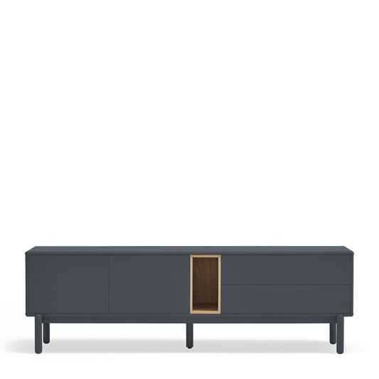Mueble TV Corvo frente gris antracita mate 2 puertas abiertos