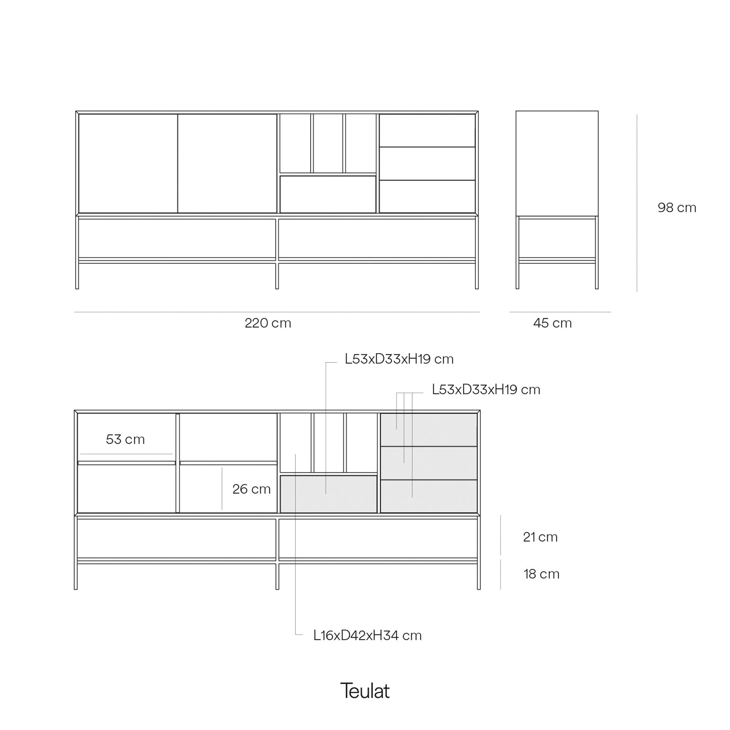 Aparador Platt 2P4C | Modular Grande TEULAT (51)