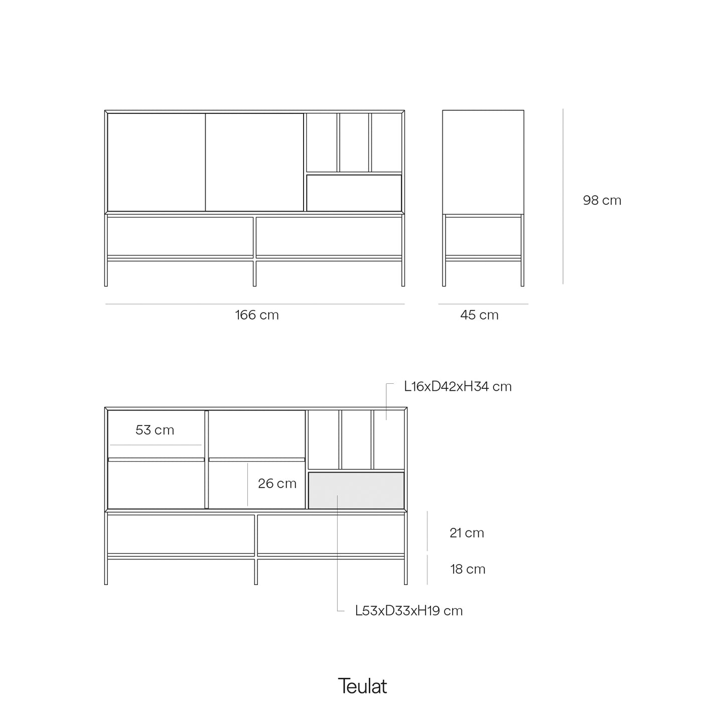 Aparador Platt 2P1C | Modular Contemporáneo TEULAT (50)