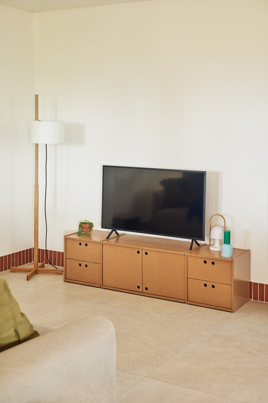 Mueble TV Wally MDF natural - Contemporáneo 4 cajones