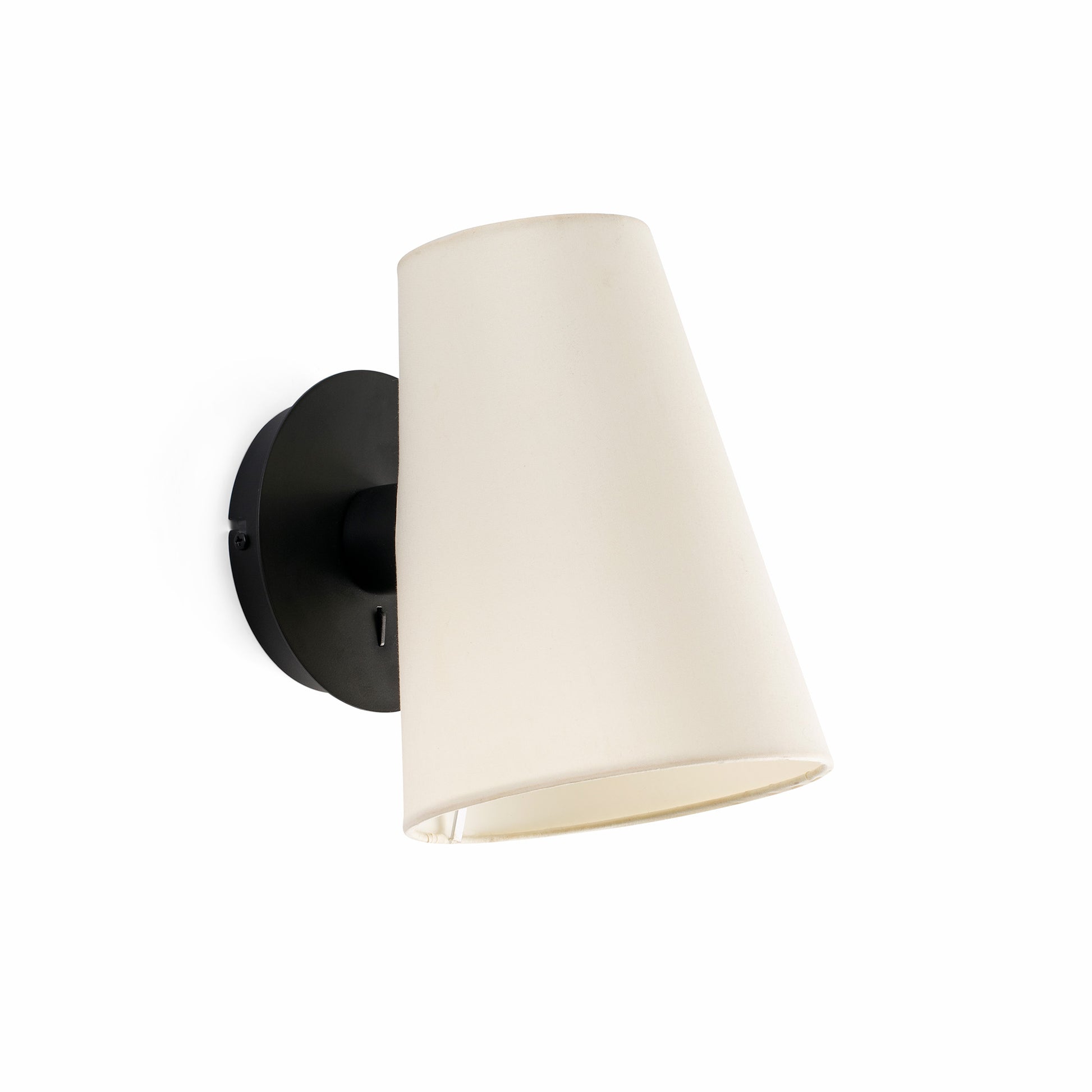 Aplique de Pared Faro Lupe Negro con Pantalla Cilíndrica Beige - Foto Principal