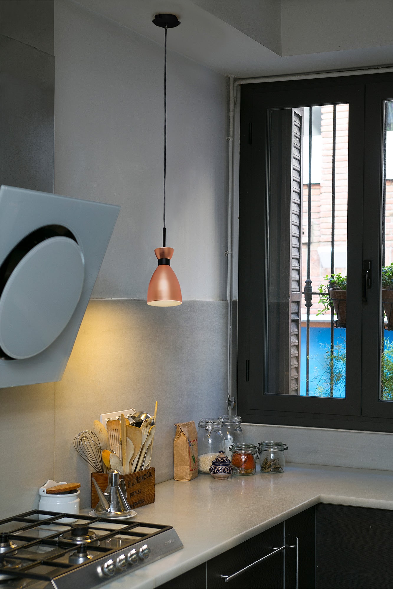 Lámpara Colgante Faro Retro Cobre Brillante 1xE14 - Ambiente