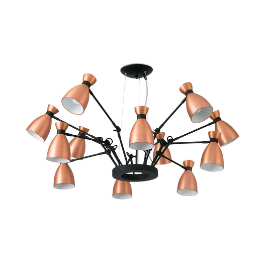 Lámpara Colgante Faro Retro Araña 12 Luces Cobre y Negro - Foto Principal