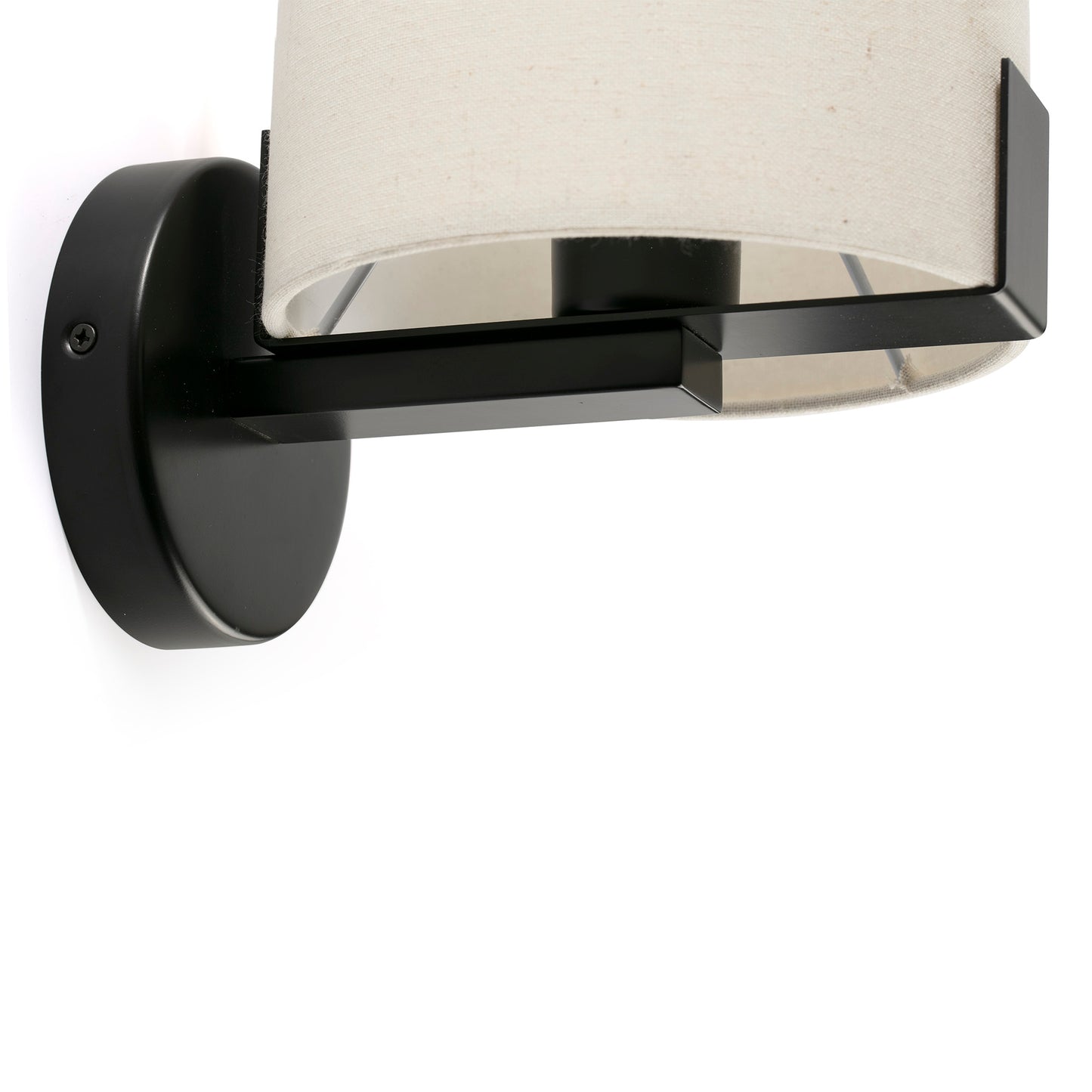 Aplique de Pared Faro Nila Negro con Pantalla Blanco Roto - Detalle